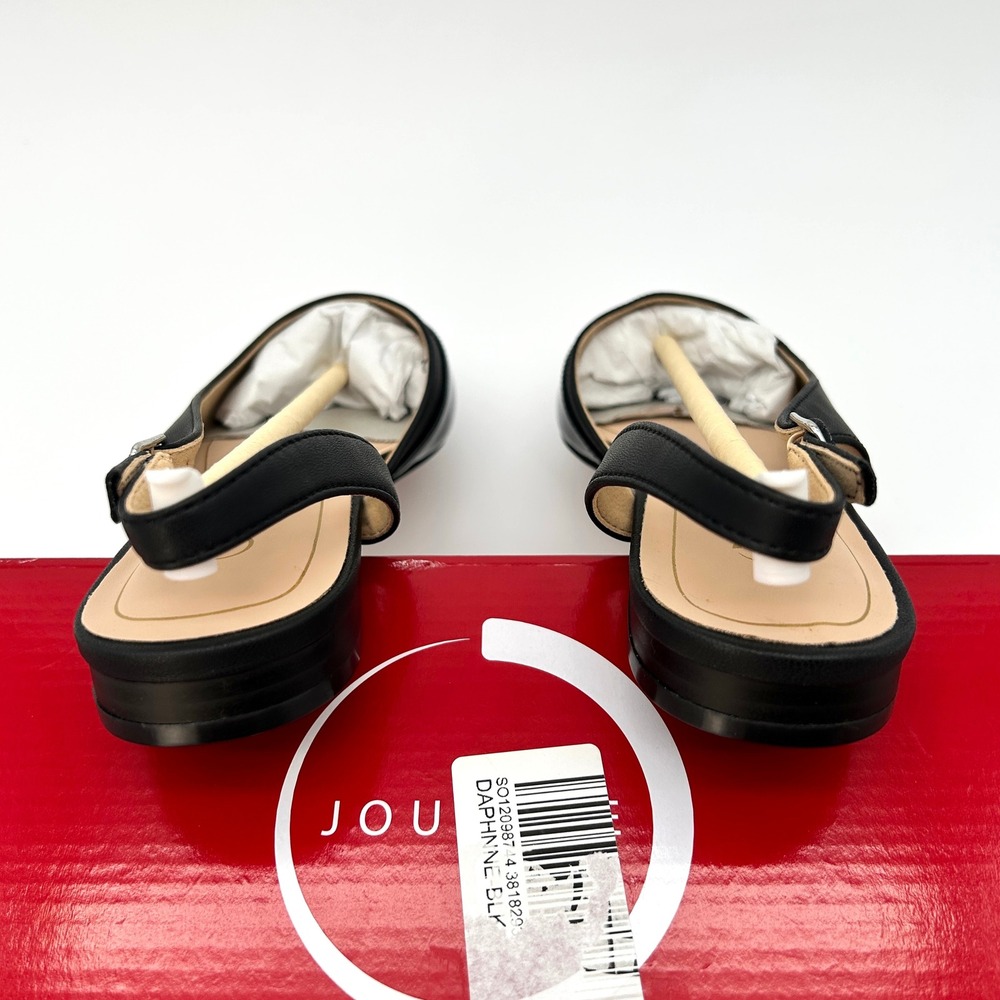 Slingback Flats Journee Collection Daphnne Womens Size 7 Black Vegan Leather NEW - Picture 4 of 7